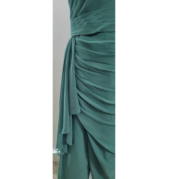 Azazie Green One Shoulder Dress - Picture 11 of 14